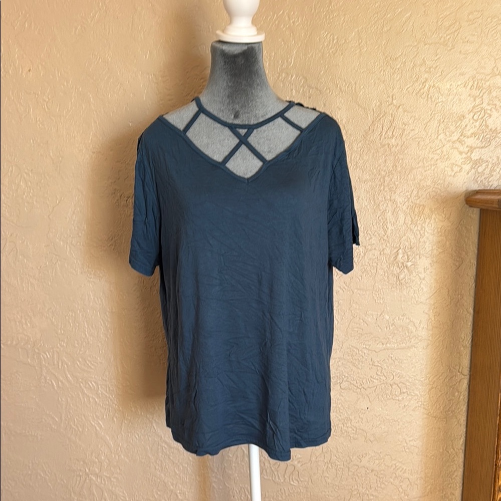 Elegant Crisscross  Blue Women's Top